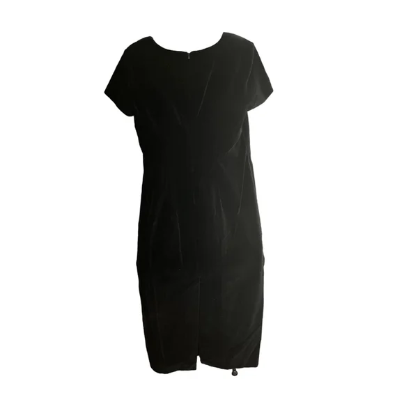 Leslie Lucks, Vintage & Velvet Black Dress with Gold Color Accents, SZ: 16 - Picture 2 of 9